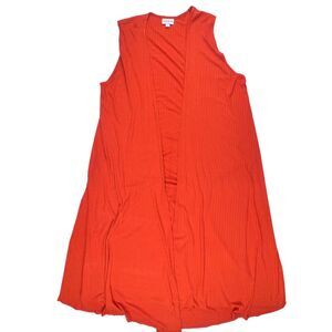 LulaRoe Ribbed Knit Duster Medium Boho Vest Flowy Open Front Side Slits Topper